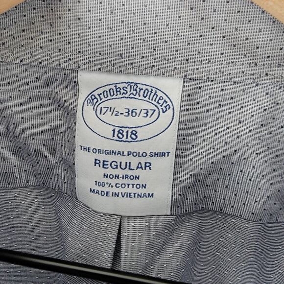 Brooks Brothers 1818 Original Polo Shirt Mens Size 17.5 - 36/37 Regular LS Gray - Picture 7 of 9